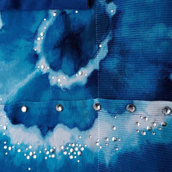 White House Black Market Blue Tie-Dye Women's Sweater Size XL - Picture 3 of 9